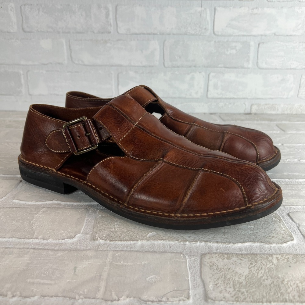 Cole Haan Fisherman Sandals Mens 13 D Brown Leather Preppy Resort Closed Toe